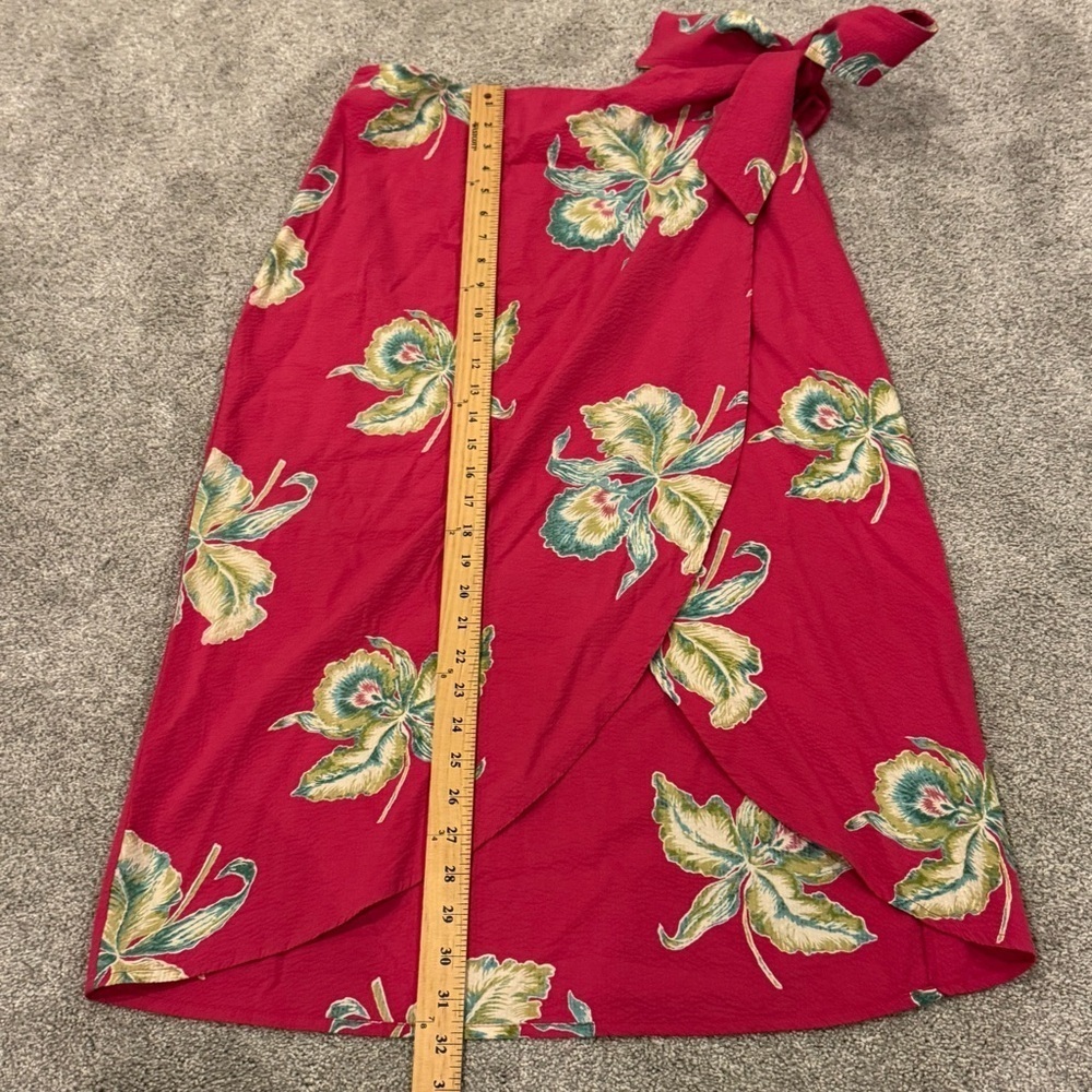 Faherty Pink Floral Pacifica Seersucker Wrap Midi Skirt size small like new - Picture 3 of 12